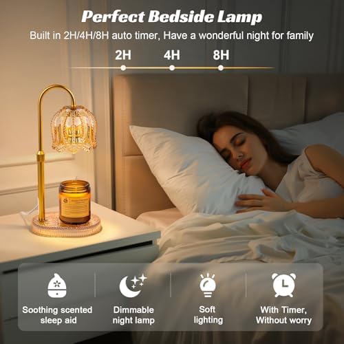 Petal Candle Warmer Lamp with Timer & Dimmable Light Champagne Gold - Image 5