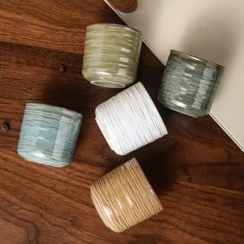 Vintage Ceramic Mug, Japanese Tea Cup 6oz Cup No Handle Drinking Cup for Espresso, Cortado, Matcha, Green Tea, Microwave and Dishwasher Safe, Kiln Transformation Cup (Vintage White) - Image 4