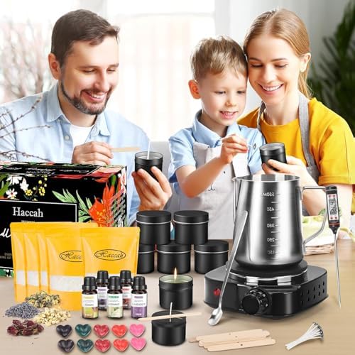 Complete Candle Making Kit with Wax Melter,Candle Making Supplies,DIY Arts&Crafts Kits Gift for Beginners,Adults,Including 500w Electronic Stove,Wicks,Wax,Rich Scents,Dyes,Melting Pot,Candle tins - Image 2