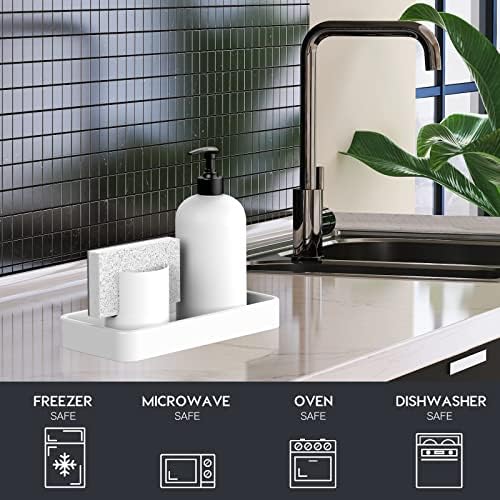 Gurygo 8" - Small Rectangular Vanity Tray for Bathroom - Ceramic Kitchen Soap Tray - Countertop and Vanity Tray - Comestic Holder Bathtub Organizer - Bathroom Tray, (White, Set/1) - Image 5