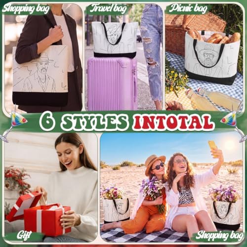 Locmeo 10 Set Paint and Sip Canvas Bags Pre Drawn Kit,Couples - Image 6