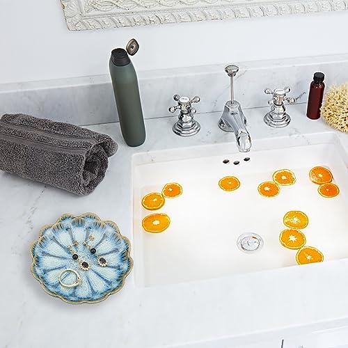 NBEADS 2 Pcs 2 Color Ceramic Jewelry Tray, Lotus Flower Shape Ring Dish Holder Porcelain Trinket Tray Decorative Trinket Plate for Ring Necklace Bracelet Jewelry Watch Key Gift - Image 5
