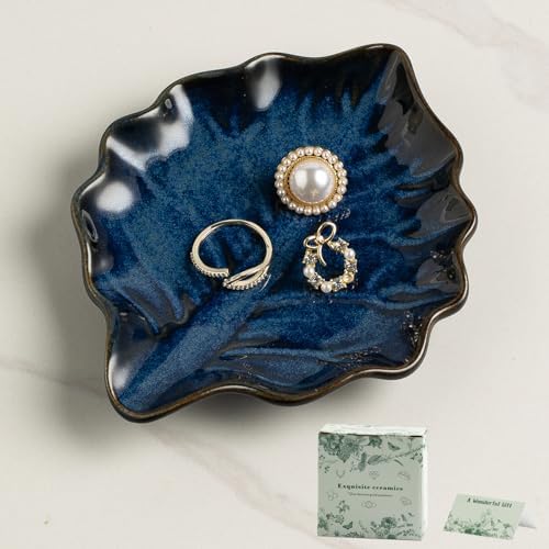Reactive Glaze Leaf Ring Dish, Trinket Tray with Gift Box by Unknown