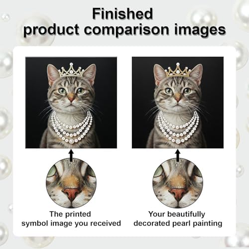 LQCrafK DIY Pearl Art Painting Handcraft Kit for Adults Beginners with Tools and Framed Painting, Creative Design,Self-Adhesive, Healing Stress-Relieving Home Wall Decoration-Royal Cat - Image 7