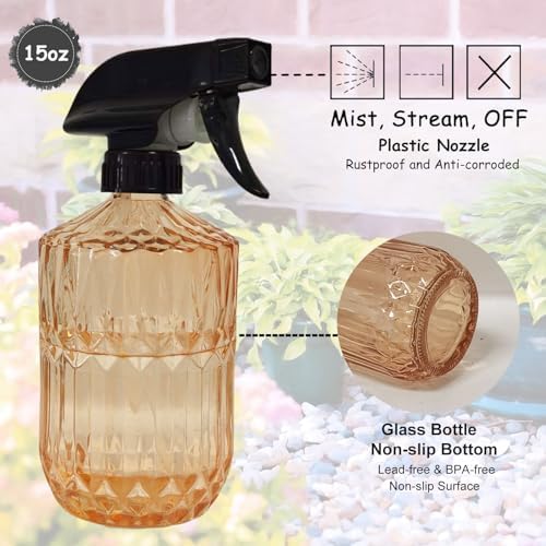 YYTSGG Glass Handheld Spray Bottle, 15oz, Orange, Adjustable Mist Nozzle - Image 3
