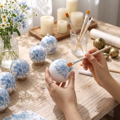Blueweenly 12 Sets Christmas Balls DIY Kit Blue Napkins Glue Brush Set - Image 3