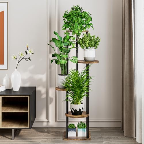 AZERPIAN Plant Stand Indoor Tall Corner Tiered Shelf 5 Tier Metal MDF Board - Image 2