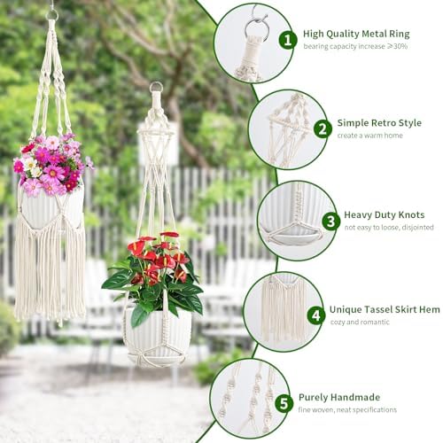 SFENNGPET Macrame Plant Hangers, 6Pack Hanging Planters for Indoor Plants - Image 2