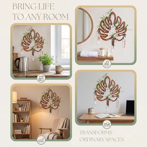 Leaf-Shaped Plant Hanging Propagation Stations with 6 Glass Vases & 1 Spare - Image 5