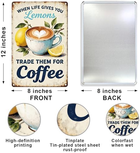 Lemon Coffee Metal Tin,When Life Gives You Lemons Sign - Image 2