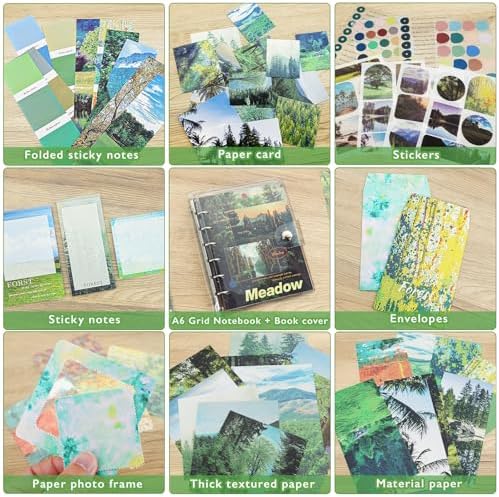 Scrapbooking Supplies Kit, A6 Grid Notebook, Vintage Junk Journaling Kit - Image 5
