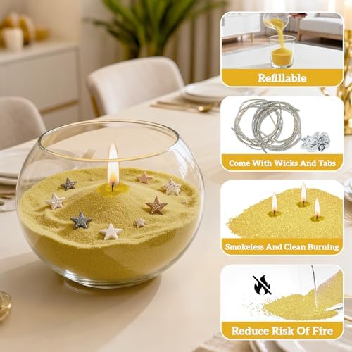 Sukh 15oz Sand Candles with Wicks - Colored Candle Sand Refillable Wax - Image 5