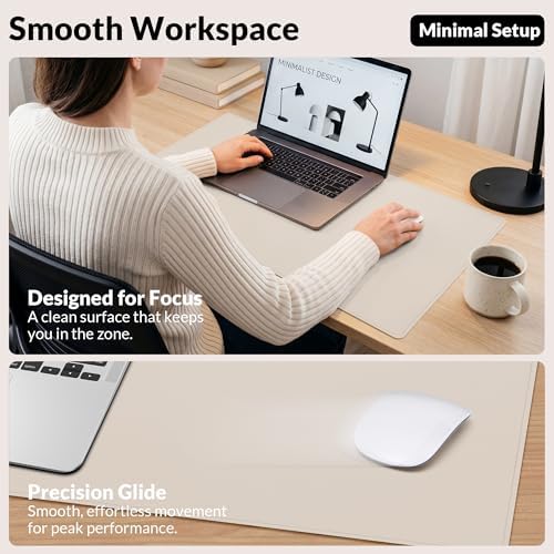 Leather Desk pad Protector, Large Desk mat with Natural Cork & PU Leather,Mouse pad,Non-Slip Office Desk Mat,Waterproof Desk Writing Pad for Office and Home (35in*17in,Beige) - Image 5