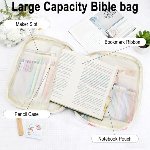 Bible Cover Case for Women, Study Supplies Kit, Highlighters Pens - Image 4