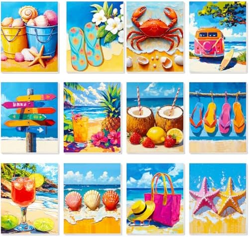 Sherr 12 Pcs Pre Drawn Canvas for Adults,Colorful Hawaii,8 x 10 Inch by Sherr