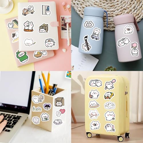 50Pcs Vintage Stickers,Waterproof Vinyl Aesthetic Decorative Sticker Scrapbooking Supplies for Adult Card Making Letters Planner Journaling Junk Journal DIY Water Bottles Cards Art Craft.White Cat - Image 4