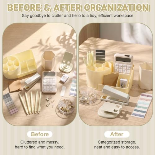 Jetec 78 Pcs Aesthetic Beige Desk Accessories Set for Women - Image 4