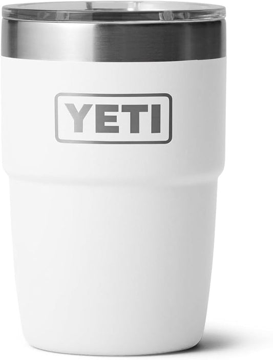 YETI Rambler 8 oz Insulated Coffee Mug with Lid - Stackable Double-Wall Vacuum Insulated Coffee Cup - DuraSip Ceramic Lining - Barista-Friendly Design - Stainless Steel - Dishwasher Safe