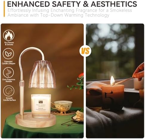 TOACSUCP Candle Warmer Lamp with 3 Bulbs, Adjustable Height Dimmable Candle Warmer with Timer, Compatible with Large Jar Candles, Candle Lamp with Charming Gift Box Ribbon for Her/Him - Image 6