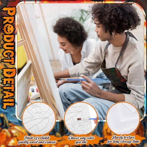Sherr 96 Pcs 12 Set Pre Drawn Canvas Painting Kits, Halloween Style - Image 3