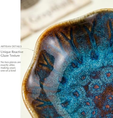 Vintage-Inspired Ceramic Jewelry Dish – Handcrafted Floral Trinket Trays in Luxe Glazed Porcelain | Antique-Style Ring Holders for Vanity & Dresser Décor (1, Kiln transformed lotus, peacock green) - Image 7
