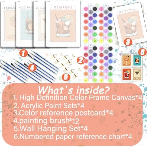 4 Pack Small Framed Paint by Numbers Kit for Adults Beginner 8x12 Inch - Image 3