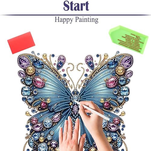 Diamond Painting Kits for Adults Beginners, 5D Full Drill Flowers and Butterfly Crystal Art Desktop Ornament, DIY Single Sided Home Office Desk Decor, Creative Craft Gift Set with Tools - Image 6