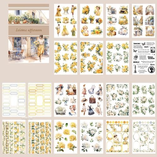 Alideco 20pcs Vintage Scrapbook Stickers Europe and The United States Figure Flowers Sticker Book for Adults Sticker journaling Stickers for Scrapbooking (xiuxianwuhou) by Alideco