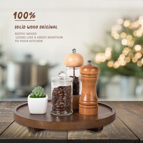Round Decorative Tray Farmhouse Kitchen Decor Soap Dish, 11" Walnut - Image 2