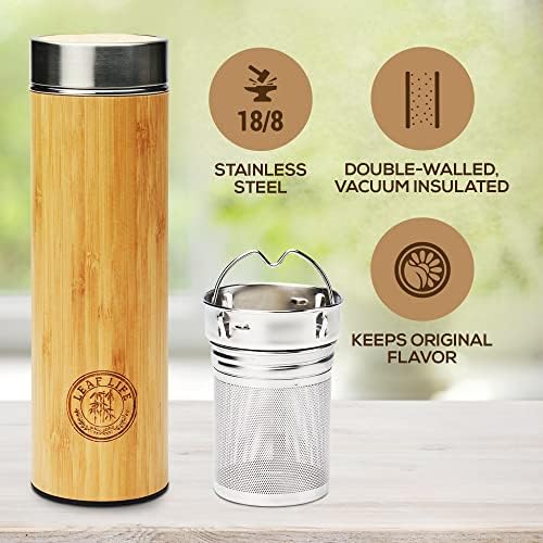 LeafLife Premium Bamboo Tea Tumbler with Infuser for Loose Leaf Tea - Image 4