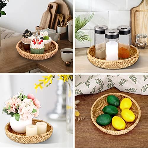 Hipiwe Small Round Keys Basket Bowl for Entryway 8.6" Wicker Rattan Basket - Image 3