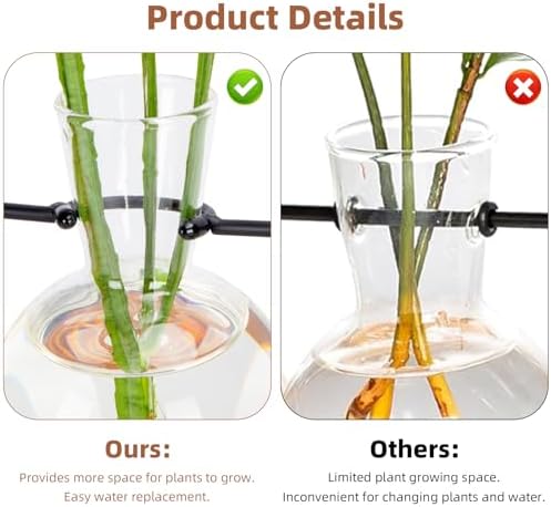 Plant Propagation Station with Wood Stand - 4 Bulb Glass Vases - Image 3