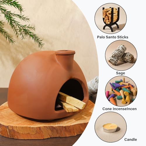 Large Terracotta Palo Santo Holder - Chiminea Incense Dish with Chimney - Image 5