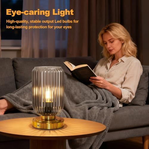 LightRound Cordless Table Lamp for Bedroom, Touch Stepless Dimmable - Image 4