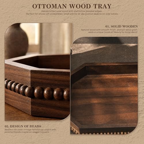 EOSAHR Acacia Wood Decorative Tray: Serving Tray for Table Decor,Dark Brown - Image 6