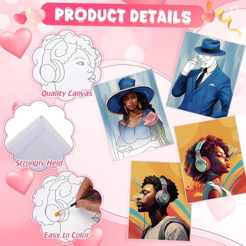 Zhanmai 88 Pcs 8 x 10 Inch Pre Drawn Canvas for Painting Kit Pre Stretched Canvas for Sip and Paint Party Favor Coloring DIY Virtual Party Birthday Gifts Adult's Date Night(Fashion Couples) - Image 3