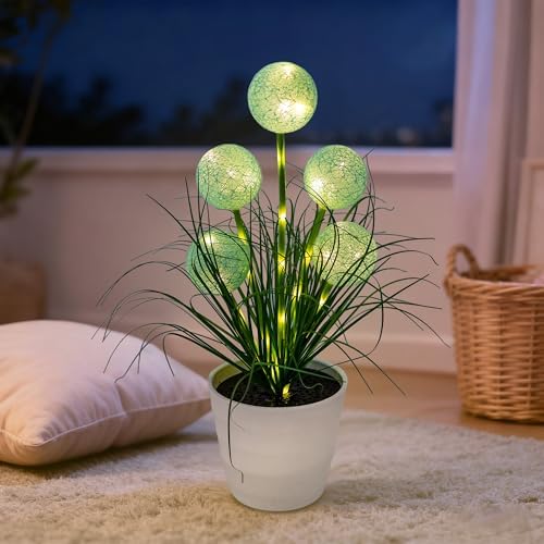 Artificial Green Spherical Grass LED Lamp, Night Light for Home Shop Cafe Decor, Gifts for Women Mom Grandma Girlfriend on Birthday Christmas Valentines Mothers Day - Image 2