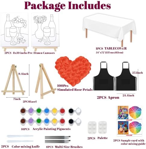 2 Pack Painting Kit for Adults 8X10 Pre Drawn Canvas Couples Date Night Art - Image 3