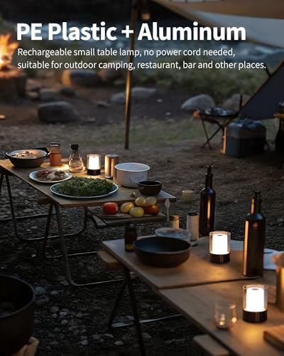 4" Black Cordless Table Lamp Set of 2, Outdoor Rechargeable Lamp - Image 3