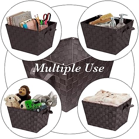 Simplify small Woven Strap Tote, Chocolate, small Tote - Image 3