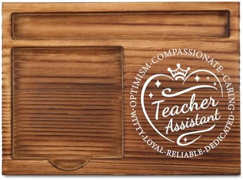 Wooden Sticky Note Holder - Stylish Office Desk Organizer for Teacher Assistants & Educators - Natural Wood with Slots for Notes, Pens, and Small Accessories – Compact and Elegant Desk Storage,WSH2 by THRXOBN