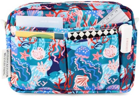 Multiple Pockets Portfolio Organizer with Zipper,Makeup Bag Pencil Pouch by E-WEICHEN