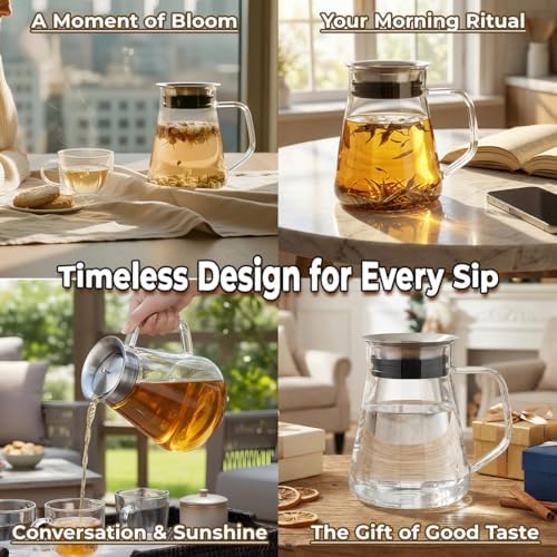 Aquach 51oz Glass Teapot with Filter Lid, Stovetop Safe Tea Pot - Image 6