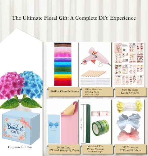 NREDXOON Pipe Cleaner Flower Kit w/Glue Gun, 1300pcs 20 Colors Teen Craft - Image 4