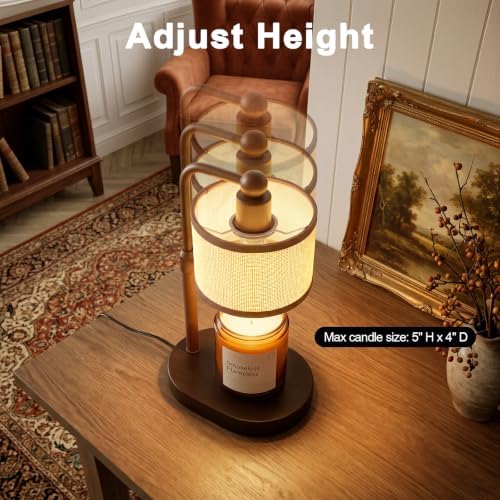 Candle Warmer Lamp with Timer, Modern Farmhouse Candle Warmer for jar Candles Brown, Electric Wax Warmer, Includes 2 Bulbs, Housewarming, Birthday Gift for Women, Mom, Her - Brown-Round - Image 2
