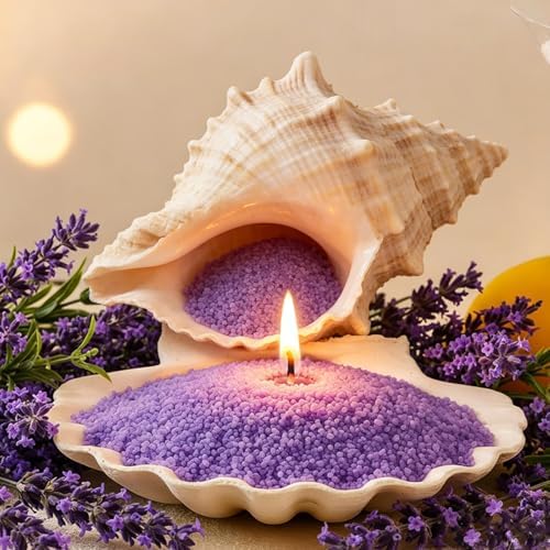 Natural Pearled Sand Candle,1.1LB Purple Sand Wax with 20 Wicks – Lavender Scented Candle, Relaxing Aromatherapy, Stress Relief, Long-Lasting Burn for Birthdays Christmas Anniversaries Home Decor - Image 5