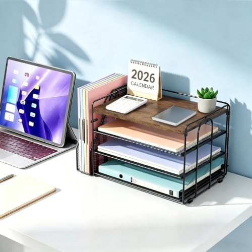 gianotter 4-Tier Wood Paper Organizer With Magazine Holder - Image 3