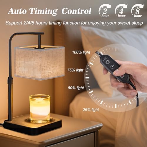 MOAFINA Linen Candle Warmer Lamp with Timer, Height Adjustable Dimmable - Image 2