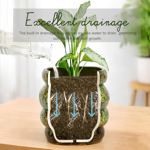 5 inch Ceramic Plant Pot - Flower Pot for Indoor Plants with Drainage Hole - Image 4