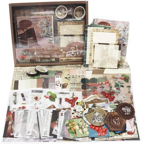 ATIRAMANIYA 346pcs Journal Supplies Kit Vintage Scrapbook Stickers Art Journaling Bullet Junk Journal Planners DIY Decoration Paper Stickers Craft Kits Notebook Collage Album (Post Office Brown Book) by ATIRAMANIYA